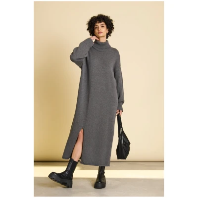 JAN 'N JUNE Damen vegan Midikleid Inari Dunkelgrau