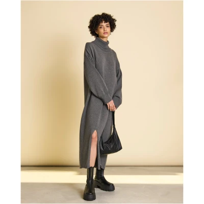 JAN 'N JUNE Damen vegan Midikleid Inari Dunkelgrau