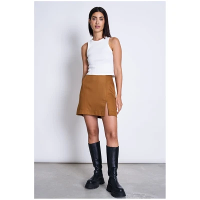 JAN 'N JUNE Damen vegan Minirock Ainoha Cognacbraun