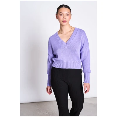 JAN 'N JUNE Damen vegan Pullover Mit V-Ausschnitt Luz Flieder