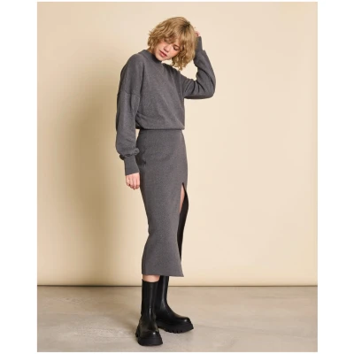 JAN 'N JUNE Damen vegan Pullover Yin Dunkelgrau