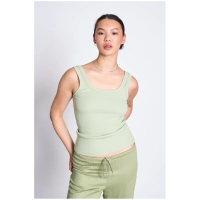 JAN 'N JUNE Damen vegan Rib Top Talli Pistazie Grün