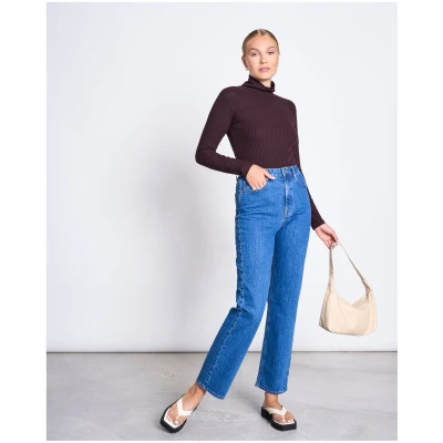 JAN 'N JUNE Damen vegan Rollkragenpullover Mio Espresso
