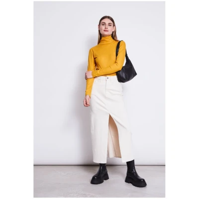 JAN 'N JUNE Damen vegan Rollkragenpullover Mio Rib Senf
