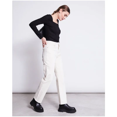 JAN 'N JUNE Damen vegan Straight Leg Jeans Alba Ecru