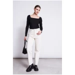 JAN 'N JUNE Damen vegan Straight Leg Jeans Alba Ecru