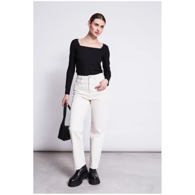 JAN 'N JUNE Damen vegan Straight Leg Jeans Alba Ecru