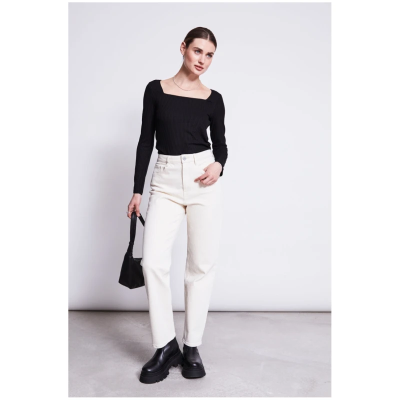 JAN 'N JUNE Damen vegan Straight Leg Jeans Alba Ecru