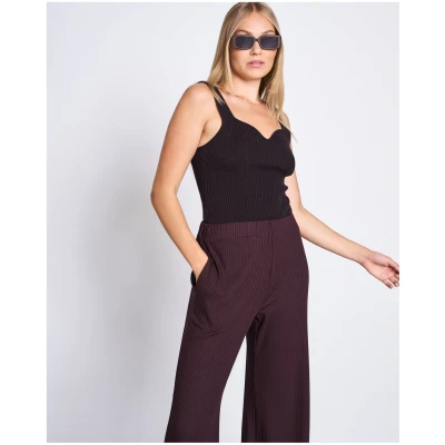 JAN 'N JUNE Damen vegan Strick-Top Fara Espresso Gots