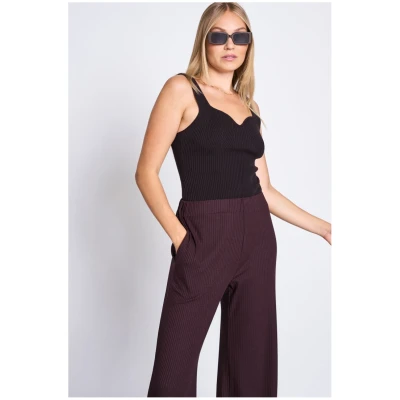 JAN 'N JUNE Damen vegan Strick-Top Fara Espresso Gots
