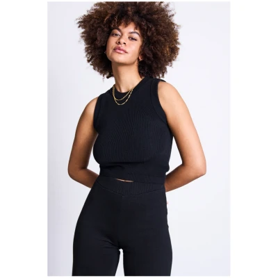 JAN 'N JUNE Damen vegan Strick-Top Garda Schwarz