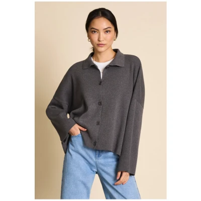 JAN 'N JUNE Damen vegan Strickjacke Anjo Dunkelgrau