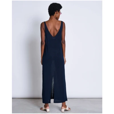JAN 'N JUNE Damen vegan Strickkleid Kasilda Dark Denim Blau