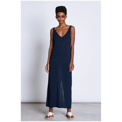 JAN 'N JUNE Damen vegan Strickkleid Kasilda Dark Denim Blau