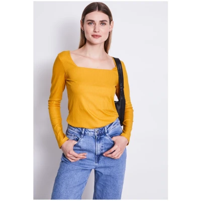 JAN 'N JUNE Damen vegan T-Shirt Longsleeve Fria Senf