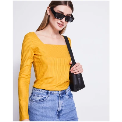 JAN 'N JUNE Damen vegan T-Shirt Longsleeve Fria Senf