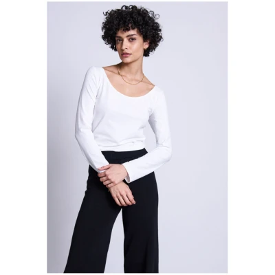 JAN 'N JUNE Damen vegan T-Shirt Longsleeve Scoop Weiß