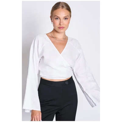 JAN 'N JUNE Damen vegan Wickelbluse Rora Weiß