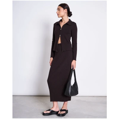 JAN 'N JUNE Damen vegan Zip Strickjacke Tyrie Espressobraun