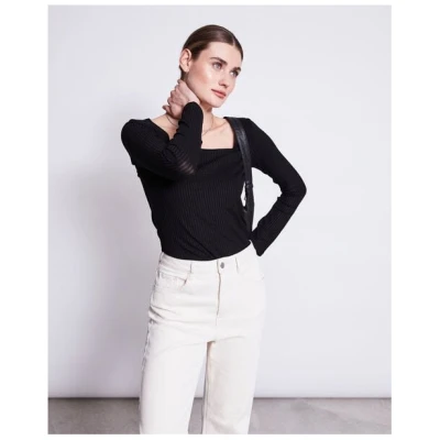 JAN N JUNE Langarmshirt FRIA aus geripptem Lyocelljersey