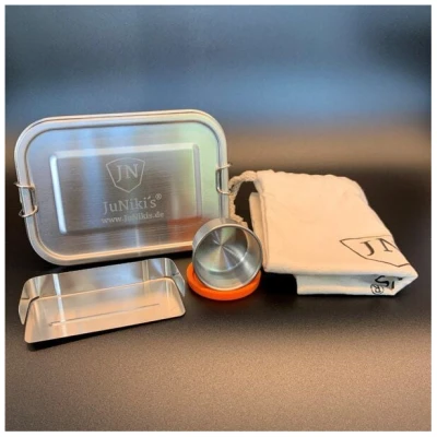 JN JuNiki's Set: JuNiki's® eco line Edelstahl Lunchbox Brotdose + Trenner + Dipper