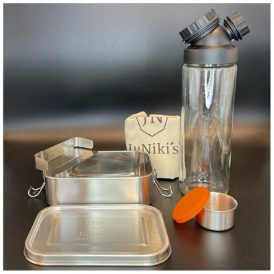 JN JuNiki's Sparset: JuNiki's® Edelstahl Lunchbox + Würstchen® Trinkverschluss