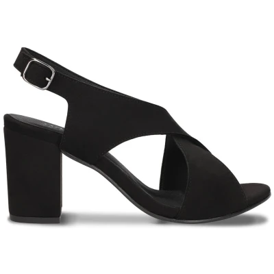 Jasmin Black Vegan Heel Sandals With a Buckle