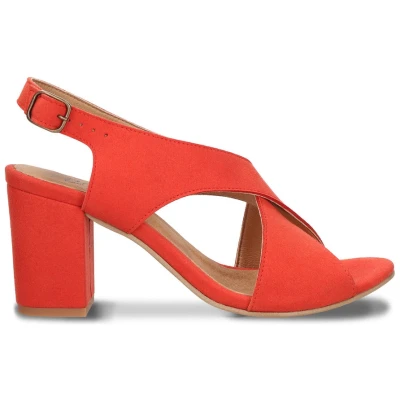 Jasmin Red Vegan Heel Sandals With a Buckle