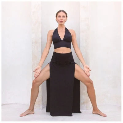Jaya BALI - Sexy Skirt mit 2 hohen Schlitzen vorne, bodenlang geschnitten mit einen double-layer Bund