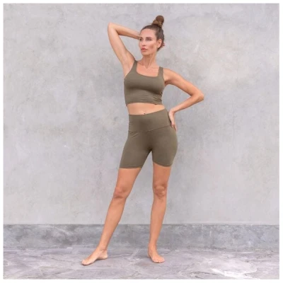 Jaya BIBI - Damen - Kurze Biker-Shorts aus elastischem soften Tencel/Biobaumwoll-Mix mit doppelter Taillenpartie