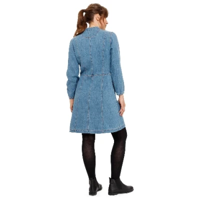 Jeanskleid aus Hanf und Bio-Baumwolle, taubenblau