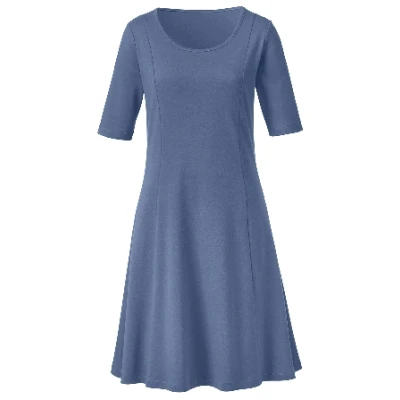 Jerseykleid 1/2-Arm aus reiner Bio-Baumwolle, taubenblau 36