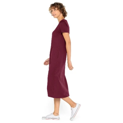 Jerseykleid lang aus reiner Bio-Baumwolle, cassis 36
