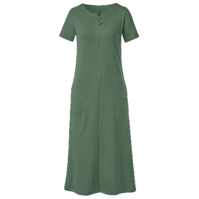 Jerseykleid lang aus reiner Bio-Baumwolle, lorbeer 36
