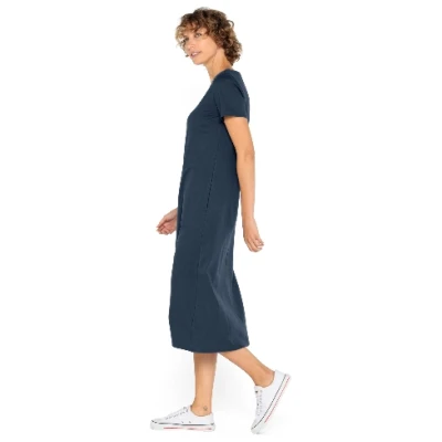 Jerseykleid lang aus reiner Bio-Baumwolle, nachtblau 36