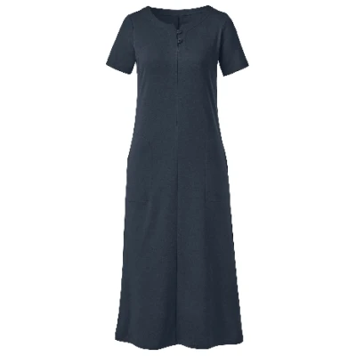 Jerseykleid lang aus reiner Bio-Baumwolle, nachtblau 36