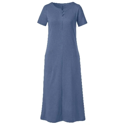 Jerseykleid lang aus reiner Bio-Baumwolle, taubenblau 36