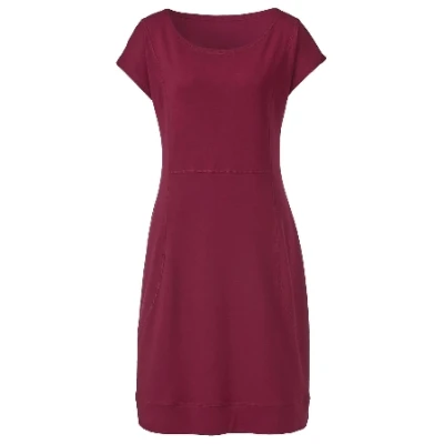 Jerseykleid mit Rundhalsauschnitt aus reiner Bio-Baumwolle, cassis 36