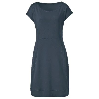 Jerseykleid mit Rundhalsauschnitt aus reiner Bio-Baumwolle, nachtblau 36