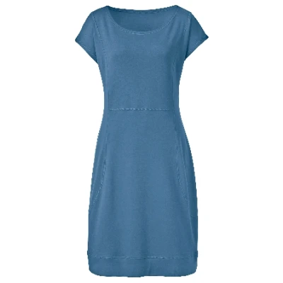 Jerseykleid mit Rundhalsauschnitt aus reiner Bio-Baumwolle, taubenblau 36