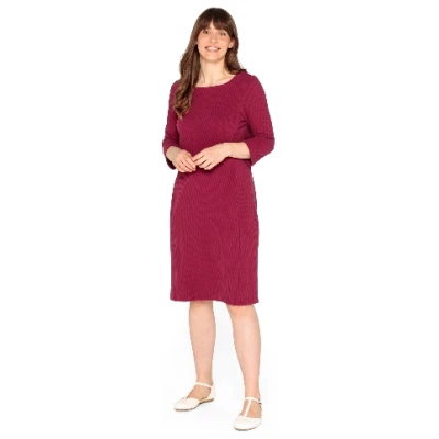 Jerseykleid mit Wabenstruktur aus Bio-Baumwolle, cassis 36