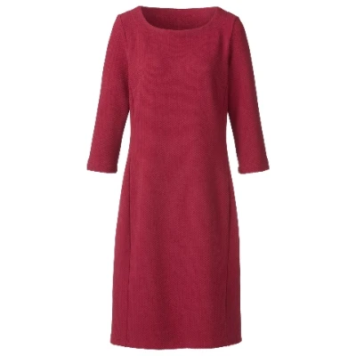 Jerseykleid mit Wabenstruktur aus Bio-Baumwolle, cassis 36