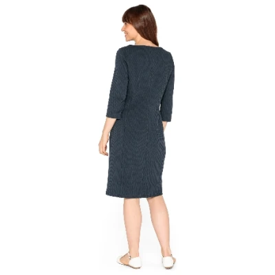 Jerseykleid mit Wabenstruktur aus Bio-Baumwolle, nachtblau 36