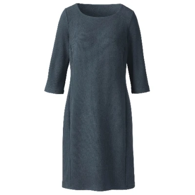 Jerseykleid mit Wabenstruktur aus Bio-Baumwolle, nachtblau 36
