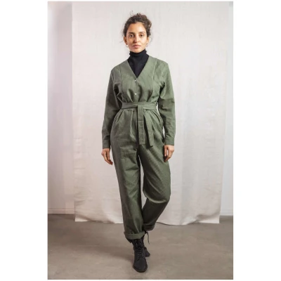 Jyoti Fair Works Damen vegan Jumpsuit Keerthi Laurel Green Checks