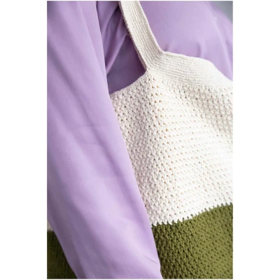 Jyoti Fair Works Damen vegan Shopper Meesu Creme & Grün
