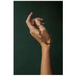Jyoti - Fair Works Goldener Armreif Patee aus Messing mit Blättermuster