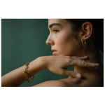 Jyoti - Fair Works Goldener Armreif Patee aus Messing mit Blättermuster