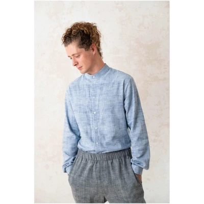 Jyoti Fair Works Herren vegan Hemd Hamu Slim-Fit Hellblau