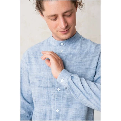 Jyoti Fair Works Herren vegan Hemd Hamu Slim-Fit Hellblau
